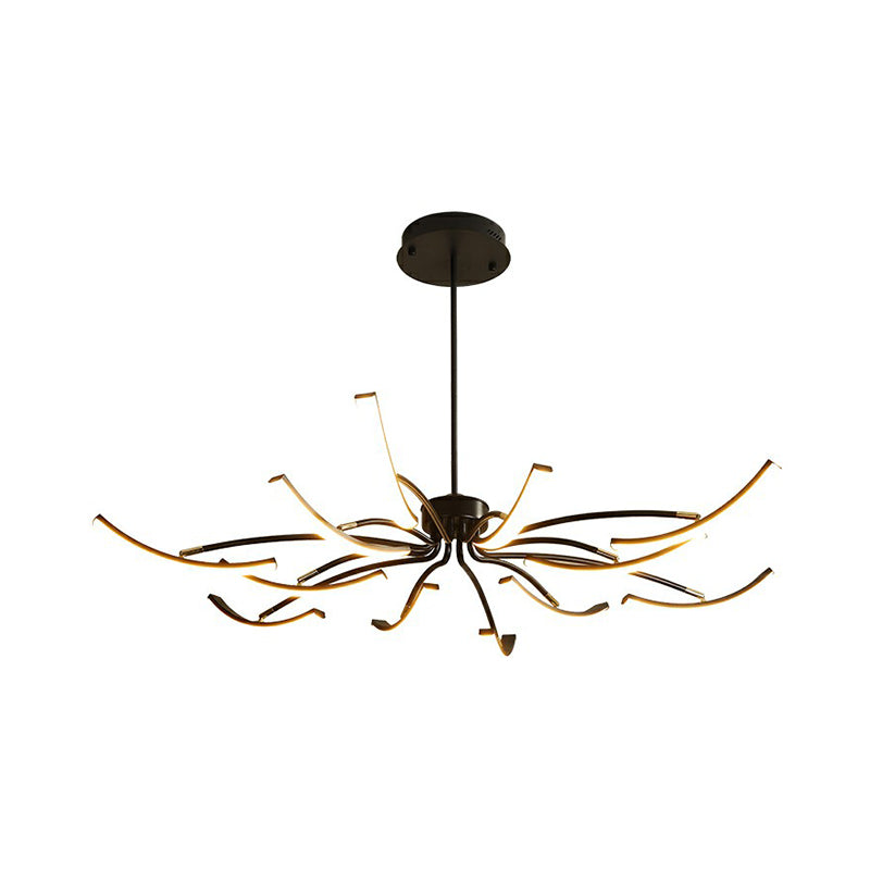 Rotating Stick LED Chandelier Minimalist Acrylic Dining Room Hanging Lamp in Black Clearhalo 'Ceiling Lights' 'Chandeliers' 'Modern Chandeliers' 'Modern' Lighting' 2409052