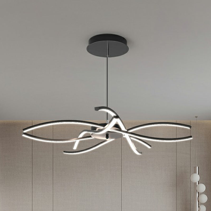 Floral Living Room Chandelier Metallic Simplicity LED Suspended Lighting Fixture Clearhalo 'Ceiling Lights' 'Chandeliers' 'Modern Chandeliers' 'Modern' Lighting' 2409056
