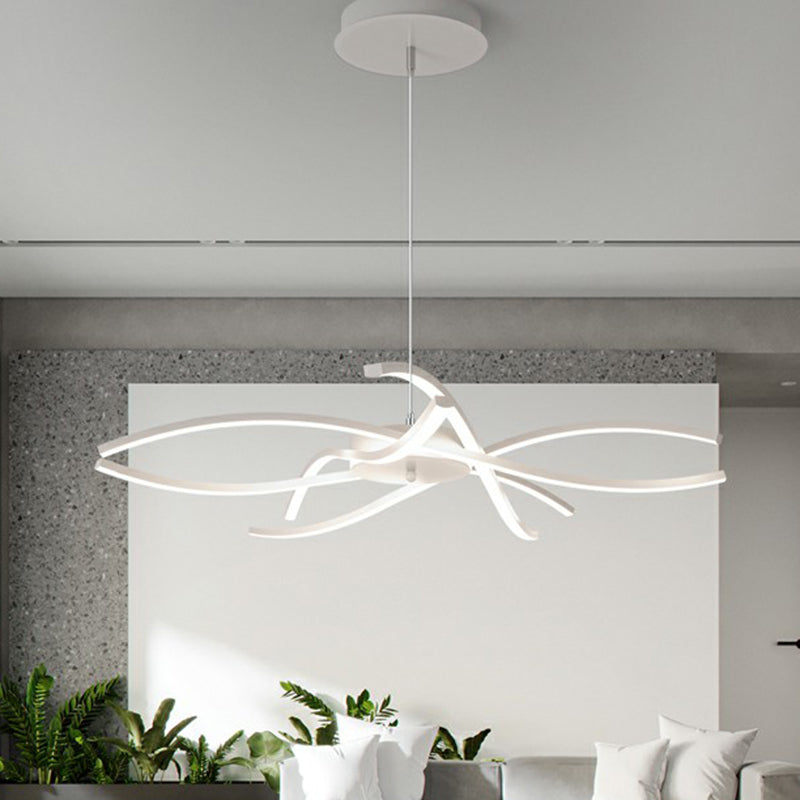 Floral Living Room Chandelier Metallic Simplicity LED Suspended Lighting Fixture Clearhalo 'Ceiling Lights' 'Chandeliers' 'Modern Chandeliers' 'Modern' Lighting' 2409058