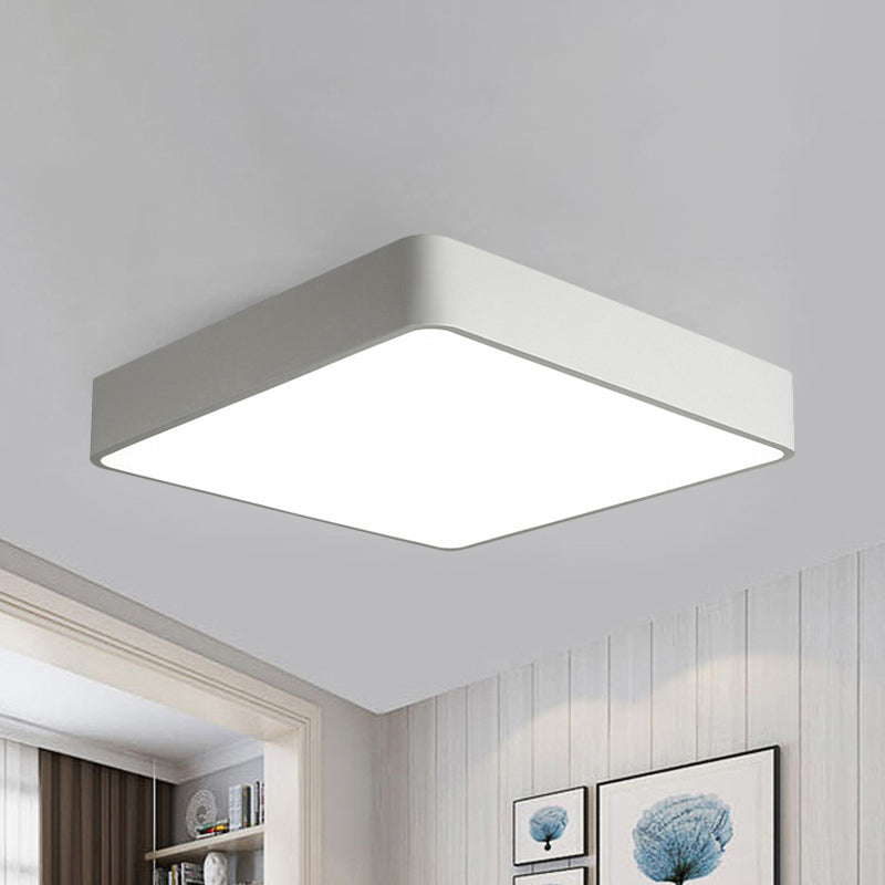 White/Black Square Flush Mount Modern 14"/18"/23.5" Wide Led Metal Flush Mount Light Fixture for Living Room White Clearhalo 'Ceiling Lights' 'Close To Ceiling Lights' 'Close to ceiling' 'Flush mount' Lighting' 240906