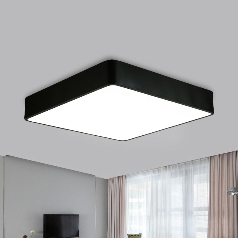 White/Black Square Flush Mount Modern 14"/18"/23.5" Wide Led Metal Flush Mount Light Fixture for Living Room Black Clearhalo 'Ceiling Lights' 'Close To Ceiling Lights' 'Close to ceiling' 'Flush mount' Lighting' 240907