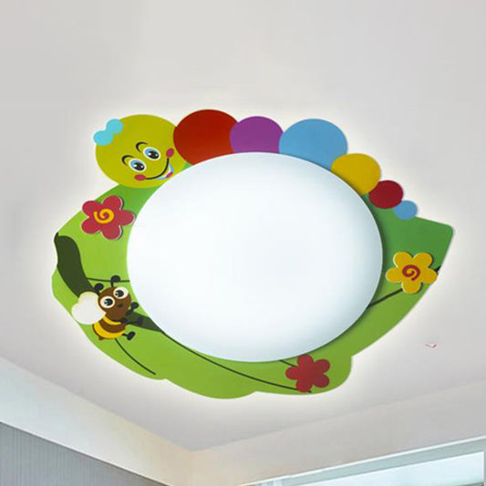 Bee & Flower Ceiling Mount Light Lovely Acrylic Ceiling Lamp in Green for Nursing Room Green Clearhalo 'Ceiling Lights' 'Close To Ceiling Lights' 'Close to ceiling' 'Flush mount' Lighting' 240910