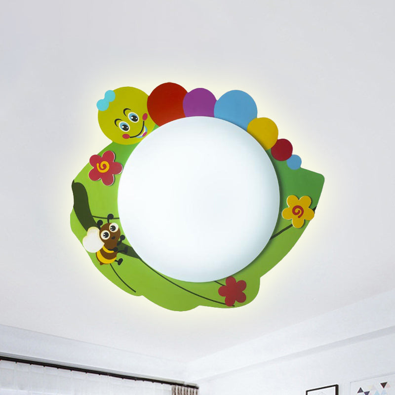 Bee & Flower Ceiling Mount Light Lovely Acrylic Ceiling Lamp in Green for Nursing Room Clearhalo 'Ceiling Lights' 'Close To Ceiling Lights' 'Close to ceiling' 'Flush mount' Lighting' 240911