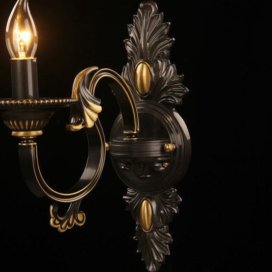 Gold and Black Single-Bulb Wall Lamp Antique Frost Glass Flared Wall Lighting for Aisle Clearhalo 'Wall Lamps & Sconces' 'Wall Lights' Lighting' 2409174