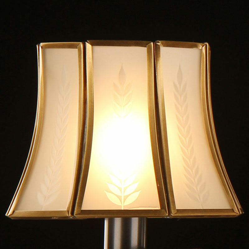 Gold and Black Single-Bulb Wall Lamp Antique Frost Glass Flared Wall Lighting for Aisle Clearhalo 'Wall Lamps & Sconces' 'Wall Lights' Lighting' 2409175