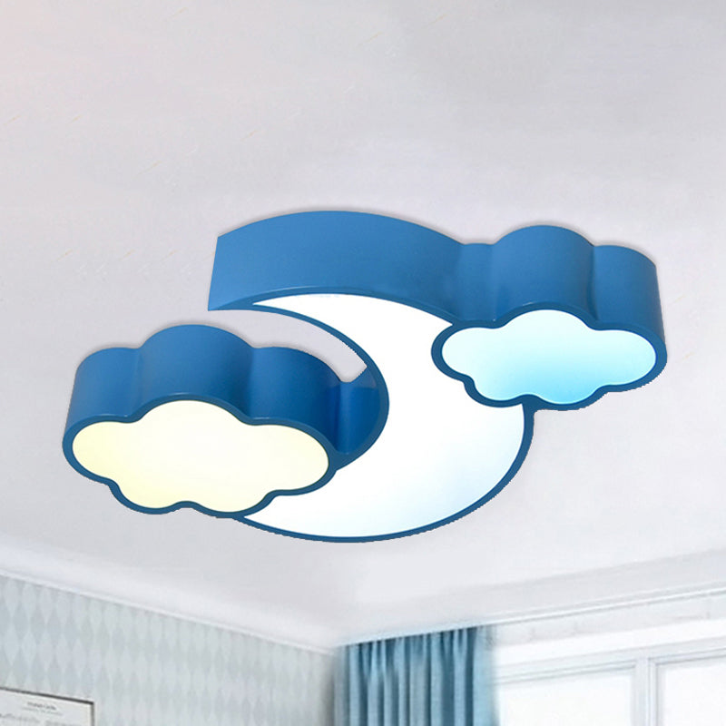 Moon and Cloud Ceiling Mount Light Modern Stylish Metal Acrylic Ceiling Lamp for Kitchen Blue Clearhalo 'Ceiling Lights' 'Close To Ceiling Lights' 'Close to ceiling' 'Flush mount' Lighting' 240926