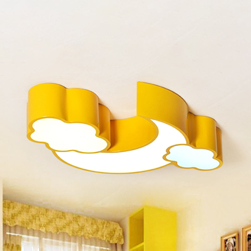 Moon and Cloud Ceiling Mount Light Modern Stylish Metal Acrylic Ceiling Lamp for Kitchen Yellow Clearhalo 'Ceiling Lights' 'Close To Ceiling Lights' 'Close to ceiling' 'Flush mount' Lighting' 240927