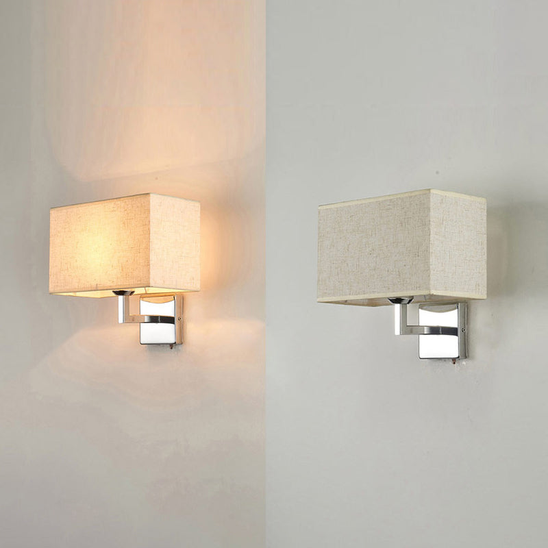 Rectangular Fabric Wall Lamp Minimalist 1 Head Wall Mounted Lighting for Bedroom Beige Clearhalo 'Cast Iron' 'Glass' 'Industrial' 'Modern wall lights' 'Modern' 'Tiffany' 'Traditional wall lights' 'Wall Lamps & Sconces' 'Wall Lights' Lighting' 2409285