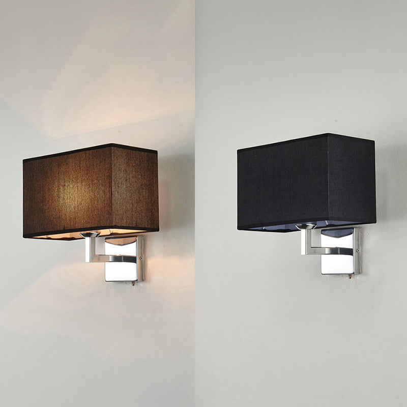 Rectangular Fabric Wall Lamp Minimalist 1 Head Wall Mounted Lighting for Bedroom Black Clearhalo 'Cast Iron' 'Glass' 'Industrial' 'Modern wall lights' 'Modern' 'Tiffany' 'Traditional wall lights' 'Wall Lamps & Sconces' 'Wall Lights' Lighting' 2409287