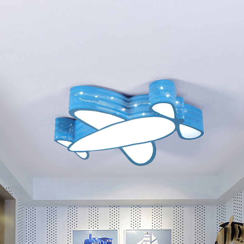 Kids Bedroom Propeller Plane Ceiling Fixture Metal Cartoon Style Ceiling Mount Light Blue Clearhalo 'Ceiling Lights' 'Close To Ceiling Lights' 'Close to ceiling' 'Flush mount' Lighting' 240943