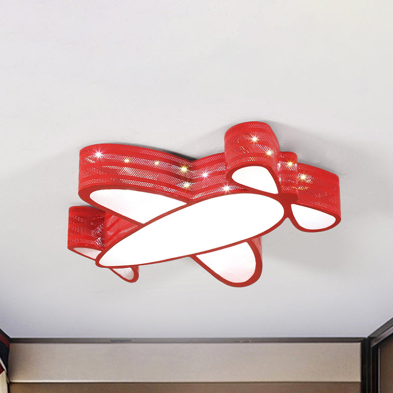 Kids Bedroom Propeller Plane Ceiling Fixture Metal Cartoon Style Ceiling Mount Light Red Clearhalo 'Ceiling Lights' 'Close To Ceiling Lights' 'Close to ceiling' 'Flush mount' Lighting' 240945