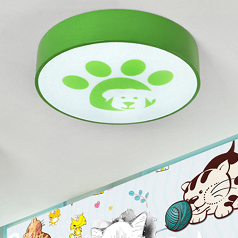 Round Shade Ceiling Mount Light with Dog Paw Lovely Acrylic Ceiling Lamp for Bathroom Green Clearhalo 'Ceiling Lights' 'Close To Ceiling Lights' 'Close to ceiling' 'Flush mount' Lighting' 240949