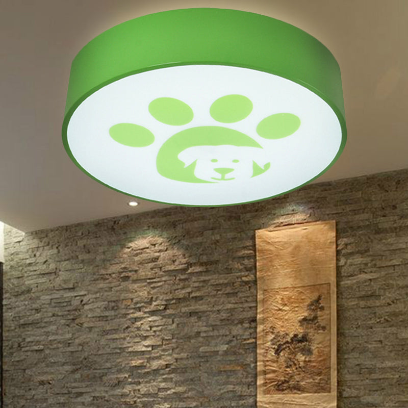 Round Shade Ceiling Mount Light with Dog Paw Lovely Acrylic Ceiling Lamp for Bathroom Clearhalo 'Ceiling Lights' 'Close To Ceiling Lights' 'Close to ceiling' 'Flush mount' Lighting' 240950