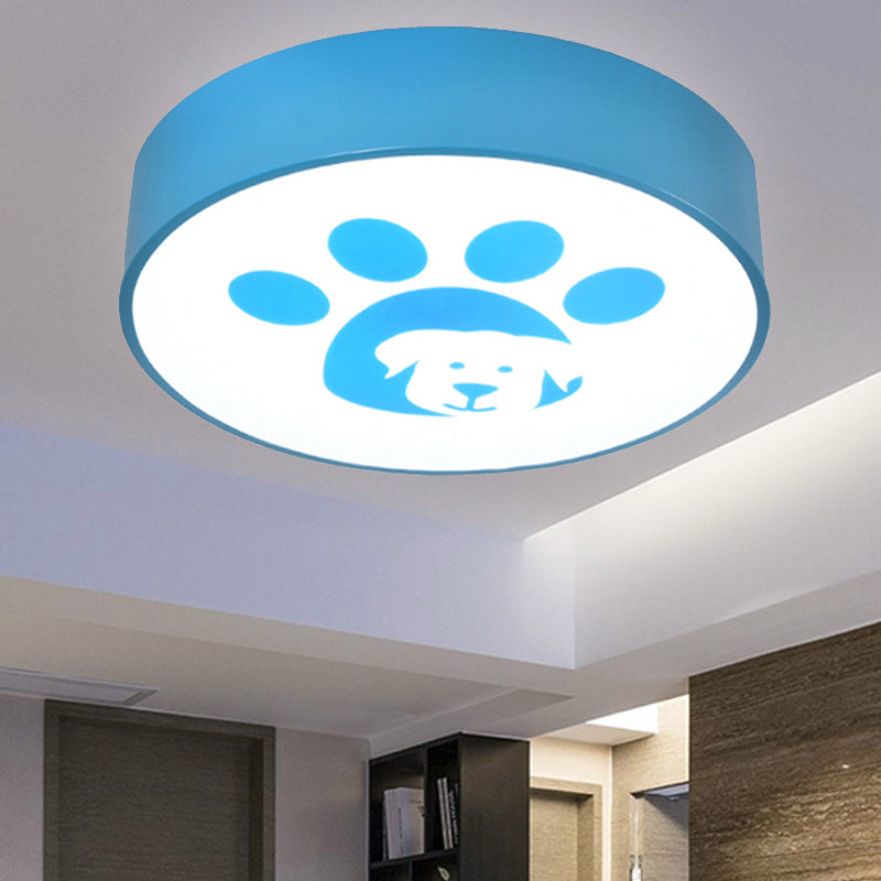 Round Shade Ceiling Mount Light with Dog Paw Lovely Acrylic Ceiling Lamp for Bathroom Blue Clearhalo 'Ceiling Lights' 'Close To Ceiling Lights' 'Close to ceiling' 'Flush mount' Lighting' 240951