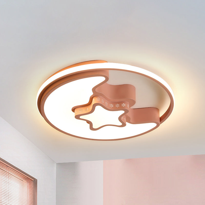 Metal Crescent and Star Ceiling Mount Light Modern Style Flush Light for Nursing Room Clearhalo 'Ceiling Lights' 'Close To Ceiling Lights' 'Close to ceiling' 'Flush mount' Lighting' 240954