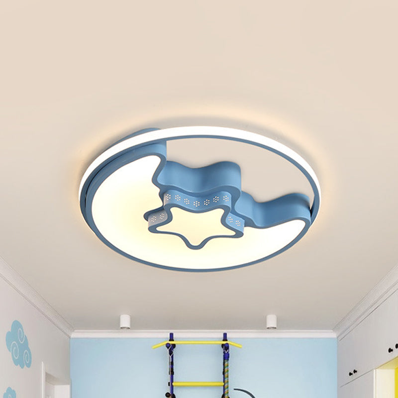 Metal Crescent and Star Ceiling Mount Light Modern Style Flush Light for Nursing Room Clearhalo 'Ceiling Lights' 'Close To Ceiling Lights' 'Close to ceiling' 'Flush mount' Lighting' 240957