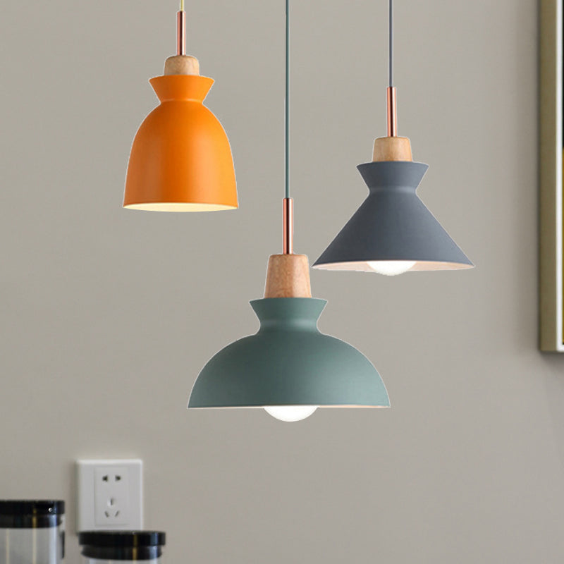 Multi-Color Cone and Dome Hanging Lighting Modern 3 Lights Metal Pendant Ceiling Light with Linear/Round Canopy Clearhalo 'Ceiling Lights' 'Modern Pendants' 'Modern' 'Pendant Lights' 'Pendants' Lighting' 240959