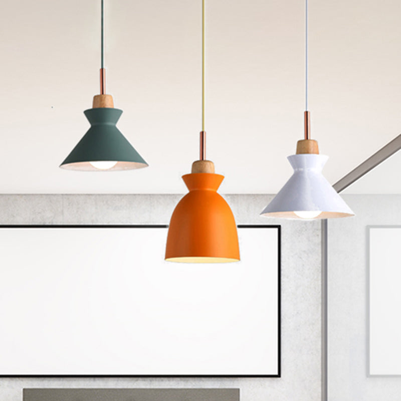 Multi-Color Cone and Dome Hanging Lighting Modern 3 Lights Metal Pendant Ceiling Light with Linear/Round Canopy White-Green-Yellow B Linear Clearhalo 'Ceiling Lights' 'Modern Pendants' 'Modern' 'Pendant Lights' 'Pendants' Lighting' 240960