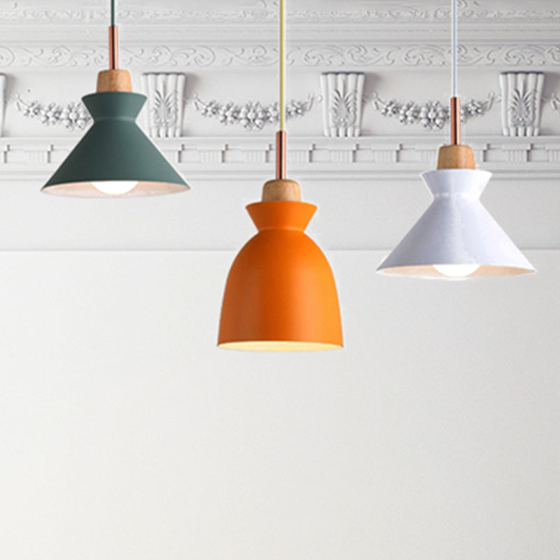 Multi-Color Cone and Dome Hanging Lighting Modern 3 Lights Metal Pendant Ceiling Light with Linear/Round Canopy Clearhalo 'Ceiling Lights' 'Modern Pendants' 'Modern' 'Pendant Lights' 'Pendants' Lighting' 240961