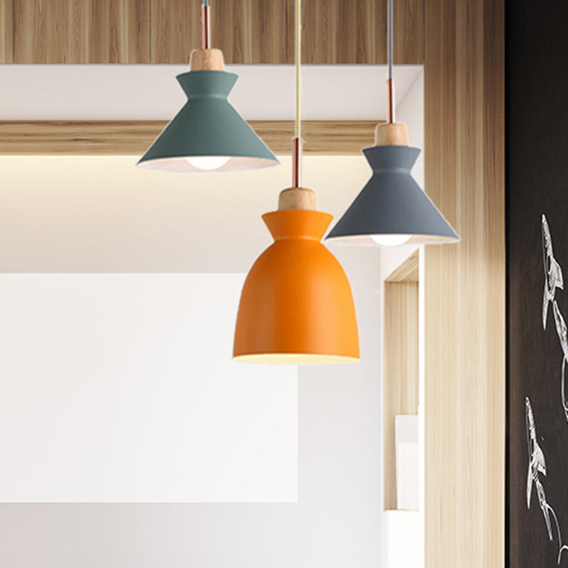 Multi-Color Cone and Dome Hanging Lighting Modern 3 Lights Metal Pendant Ceiling Light with Linear/Round Canopy Clearhalo 'Ceiling Lights' 'Modern Pendants' 'Modern' 'Pendant Lights' 'Pendants' Lighting' 240966