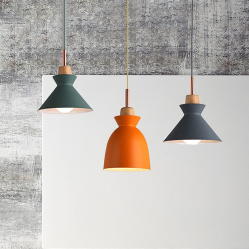 Multi-Color Cone and Dome Hanging Lighting Modern 3 Lights Metal Pendant Ceiling Light with Linear/Round Canopy Clearhalo 'Ceiling Lights' 'Modern Pendants' 'Modern' 'Pendant Lights' 'Pendants' Lighting' 240968