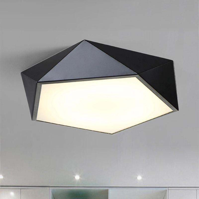 16.5"/20.5"/24.5" Wide Geometric Metal Flush Mount Lighting Modern Led White/Black Flush Mount Ceiling Fixture Clearhalo 'Ceiling Lights' 'Close To Ceiling Lights' 'Close to ceiling' 'Flush mount' Lighting' 241013