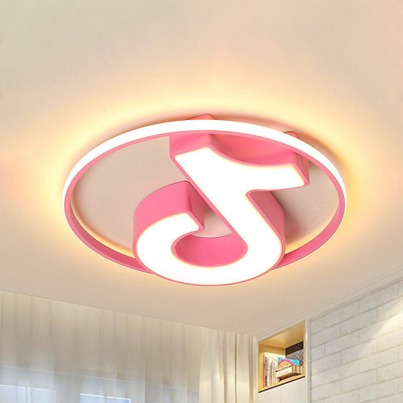 Letter Shape Kindergarten Flush Ceiling Light with Ring Acrylic Nordic Ceiling Lamp Pink Clearhalo 'Ceiling Lights' 'Close To Ceiling Lights' 'Close to ceiling' 'Flush mount' Lighting' 241023