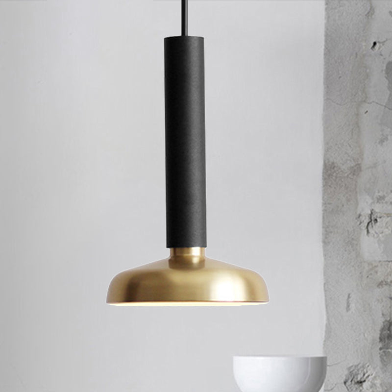 Dome Shade Hanging Lamp with Black/White Cylinder Stem Modern Metal Single Head Bedroom Suspension Pendant Light Black Clearhalo 'Ceiling Lights' 'Pendant Lights' 'Pendants' Lighting' 241027_0f8ff8ab-e8ac-4b14-b50c-669c29022466