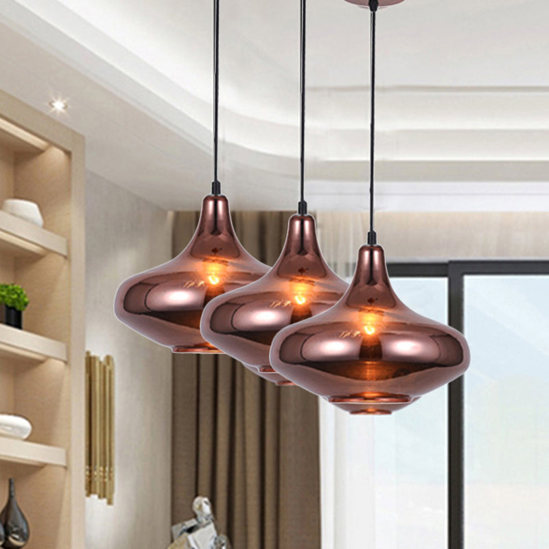 Copper Modern Ceiling Light Fixture with Gourd/Bell/Urn Mirror Glass Shade 1 Light Suspension Pendant Light for Dining Room Copper C Clearhalo 'Ceiling Lights' 'Glass shade' 'Glass' 'Modern Pendants' 'Modern' 'Pendant Lights' 'Pendants' Lighting' 241032