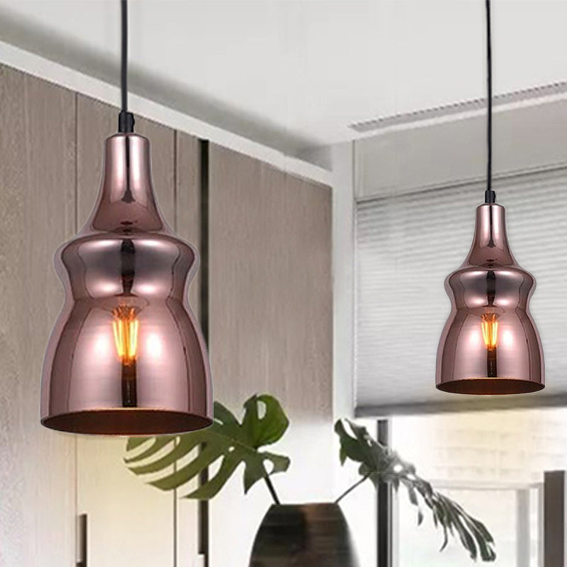 Copper Modern Ceiling Light Fixture with Gourd/Bell/Urn Mirror Glass Shade 1 Light Suspension Pendant Light for Dining Room Copper A Clearhalo 'Ceiling Lights' 'Glass shade' 'Glass' 'Modern Pendants' 'Modern' 'Pendant Lights' 'Pendants' Lighting' 241033