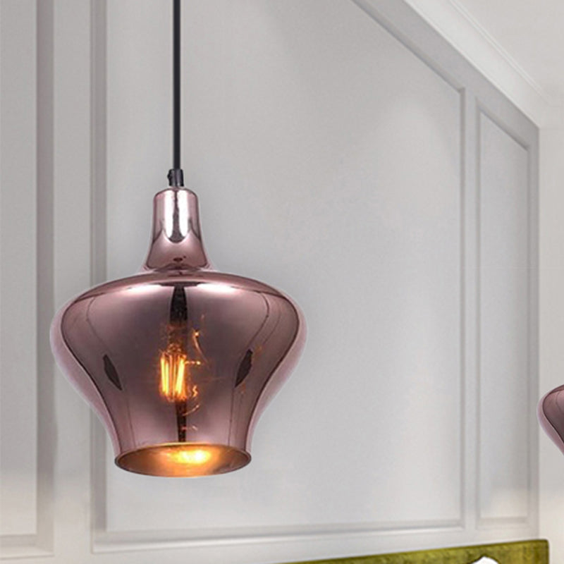 Copper Modern Ceiling Light Fixture with Gourd/Bell/Urn Mirror Glass Shade 1 Light Suspension Pendant Light for Dining Room Copper B Clearhalo 'Ceiling Lights' 'Glass shade' 'Glass' 'Modern Pendants' 'Modern' 'Pendant Lights' 'Pendants' Lighting' 241034