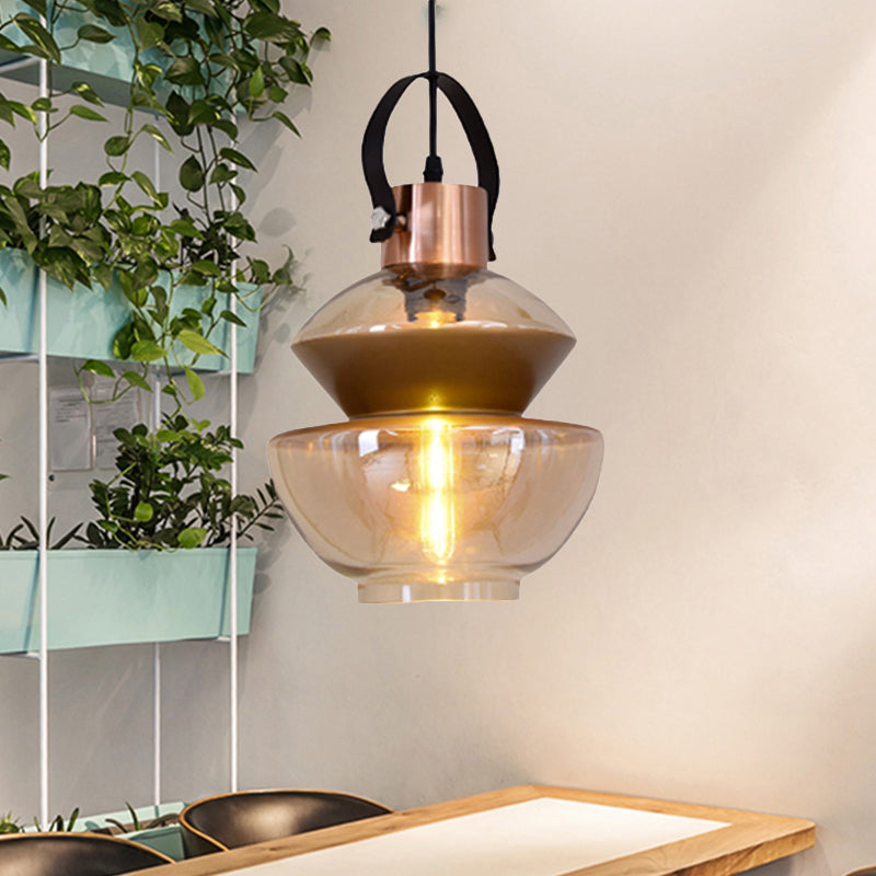 Gourd/Cone Glass Pendant Lighting Modernist 1 Light Brown Hanging Ceiling Fixture for Dining Room Brown B Clearhalo 'Ceiling Lights' 'Glass shade' 'Glass' 'Modern Pendants' 'Modern' 'Pendant Lights' 'Pendants' Lighting' 241041