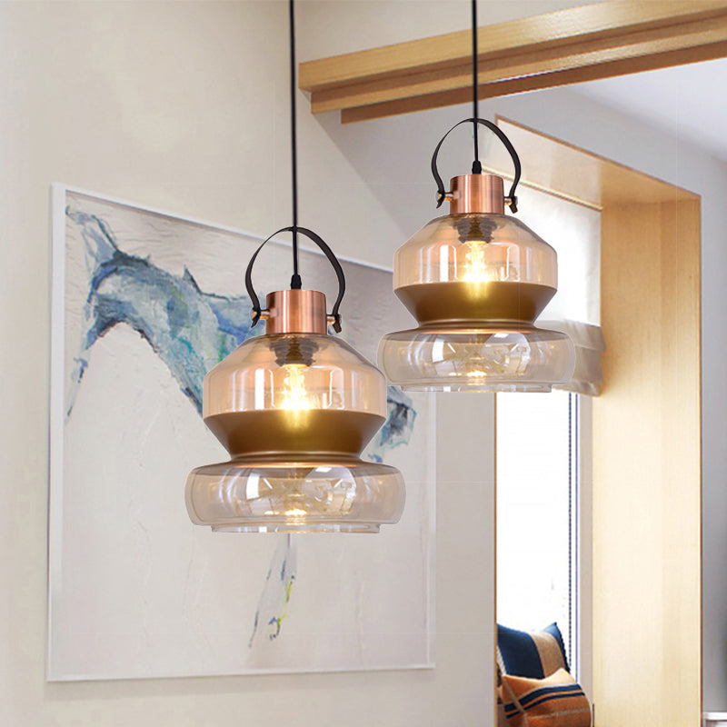 Gourd/Cone Glass Pendant Lighting Modernist 1 Light Brown Hanging Ceiling Fixture for Dining Room Brown C Clearhalo 'Ceiling Lights' 'Glass shade' 'Glass' 'Modern Pendants' 'Modern' 'Pendant Lights' 'Pendants' Lighting' 241042