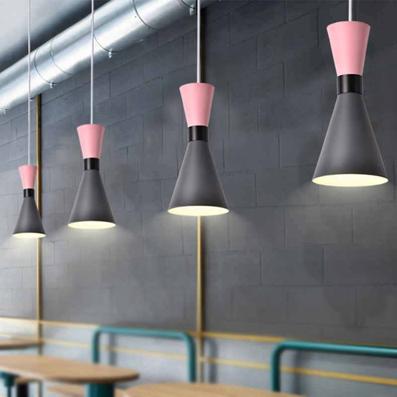 Hourglass Ceiling Pendant Light Contemporary Nordic Style Metal 1 Bulb Grey/Red/Yellow Hanging Lamp for Living Room Grey Clearhalo 'Ceiling Lights' 'Modern Pendants' 'Modern' 'Pendant Lights' 'Pendants' Lighting' 241044