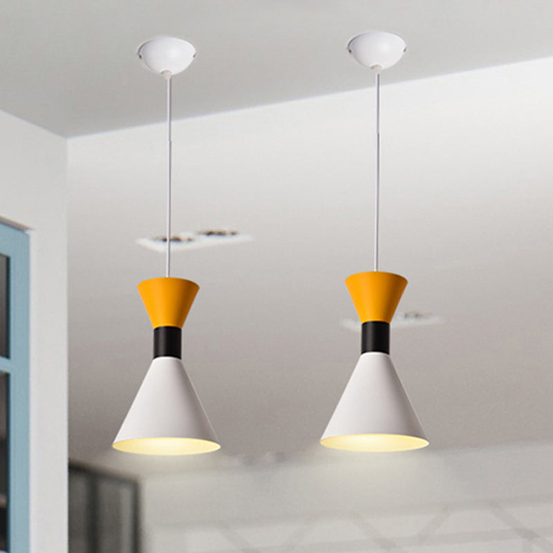 Nordic Style 1 Light Pendant Lighting with Metal Shade White/Pink/Green Hourglass Suspension Light White Clearhalo 'Ceiling Lights' 'Modern Pendants' 'Modern' 'Pendant Lights' 'Pendants' Lighting' 241046