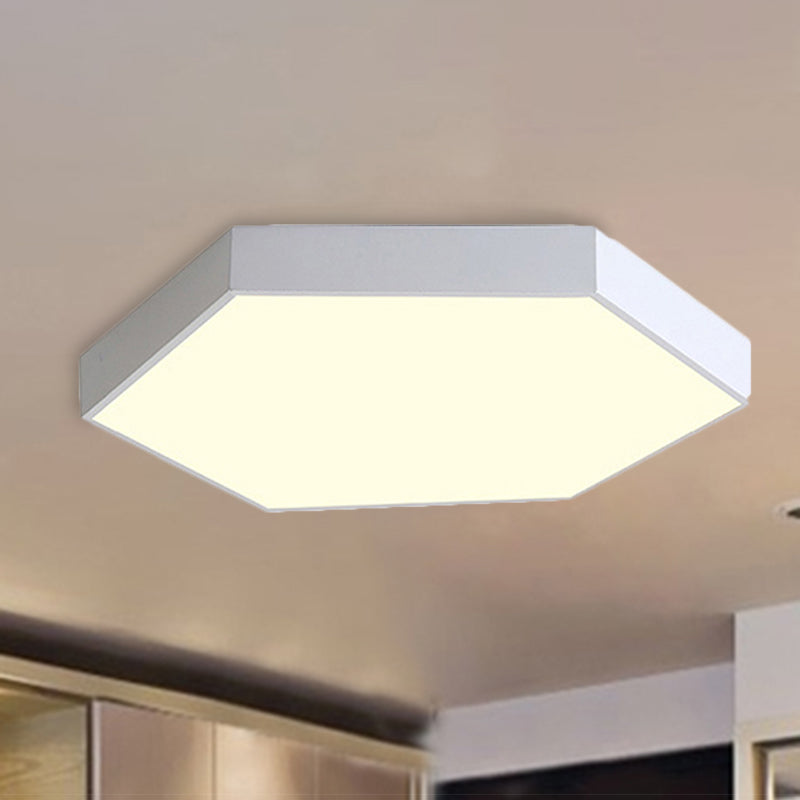 Modern Led Flush Mount with Metal Shade Gray/Yellow/Blue Hexagon Flush Mount Fixture in White/Warm Light, 16"/19.5"/23.5" Wide White Clearhalo 'Ceiling Lights' 'Close To Ceiling Lights' 'Close to ceiling' 'Flush mount' Lighting' 241049