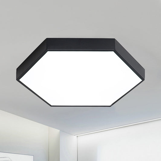 Modern Led Flush Mount with Metal Shade Gray/Yellow/Blue Hexagon Flush Mount Fixture in White/Warm Light, 16"/19.5"/23.5" Wide Black Clearhalo 'Ceiling Lights' 'Close To Ceiling Lights' 'Close to ceiling' 'Flush mount' Lighting' 241055