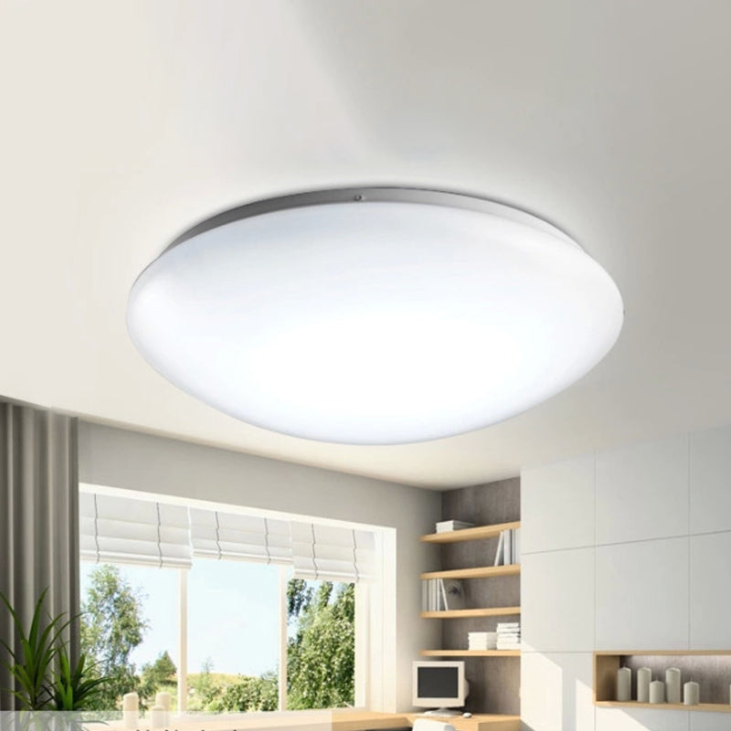 Circular Flush Ceiling Light Fixture with Acrylic Shade Minimalist Metal White Ceiling Mounted Fixture for Living Room, 7.5"/9"/10" Dia White Clearhalo 'Ceiling Lights' 'Close To Ceiling Lights' 'Close to ceiling' 'Flush mount' Lighting' 241064