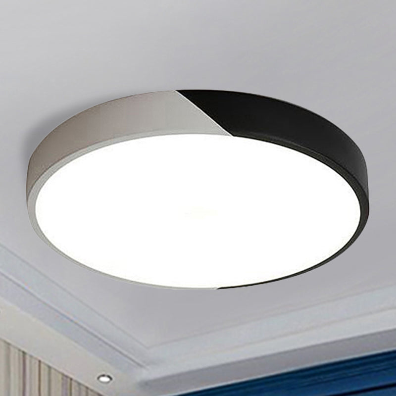 9"/12"/16" Dia Round Flush Mount Lamp Macaron Acrylic and Metal Grey/Yellow/Blue LED Ceiling Fixture for Bedroom Black Clearhalo 'Ceiling Lights' 'Close To Ceiling Lights' 'Close to ceiling' 'Flush mount' Lighting' 241095