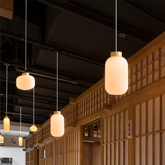Asian 1 Light Pendant Lamp with Paper Shade White Capsule/Drum Ceiling Pendant for Corridor, 5.5"/8"/12" Wide White 5.5" Clearhalo 'Ceiling Lights' 'Modern Pendants' 'Modern' 'Pendant Lights' 'Pendants' Lighting' 241101