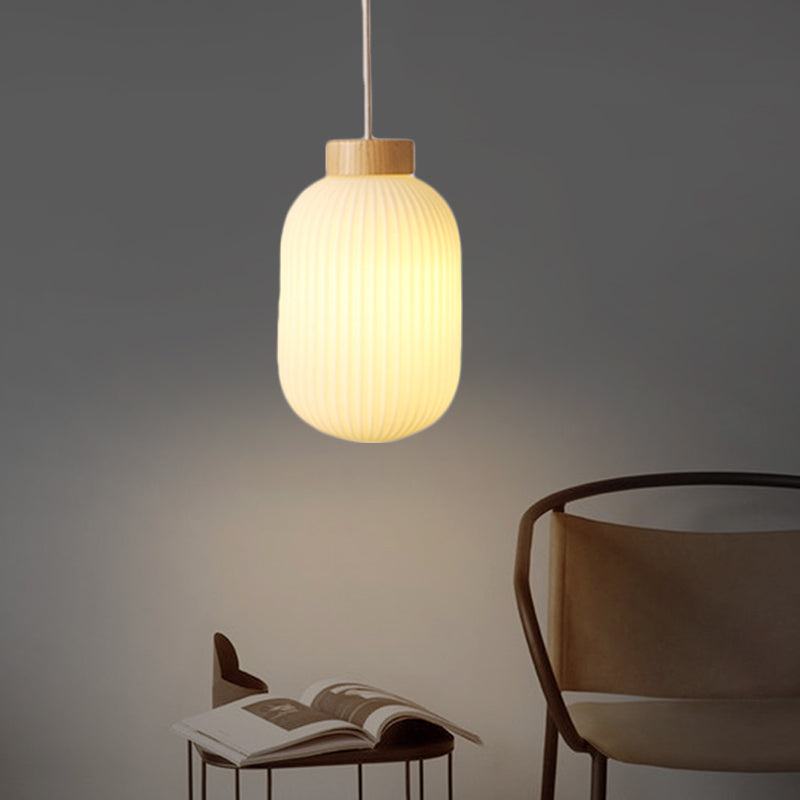 Asian 1 Light Pendant Lamp with Paper Shade White Capsule/Drum Ceiling Pendant for Corridor, 5.5"/8"/12" Wide Clearhalo 'Ceiling Lights' 'Modern Pendants' 'Modern' 'Pendant Lights' 'Pendants' Lighting' 241102