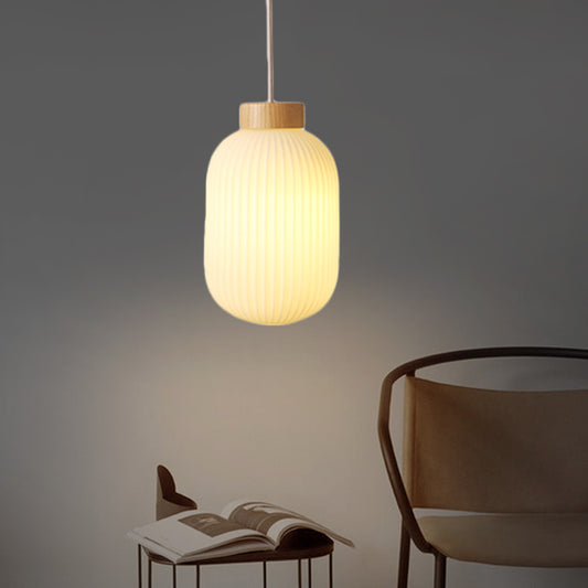 Asian 1 Light Pendant Lamp with Paper Shade White Capsule/Drum Ceiling Pendant for Corridor, 5.5"/8"/12" Wide Clearhalo 'Ceiling Lights' 'Modern Pendants' 'Modern' 'Pendant Lights' 'Pendants' Lighting' 241102