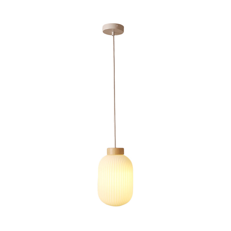 Asian 1 Light Pendant Lamp with Paper Shade White Capsule/Drum Ceiling Pendant for Corridor, 5.5"/8"/12" Wide Clearhalo 'Ceiling Lights' 'Modern Pendants' 'Modern' 'Pendant Lights' 'Pendants' Lighting' 241103