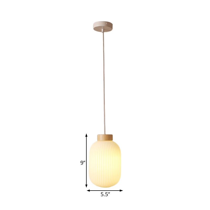 Asian 1 Light Pendant Lamp with Paper Shade White Capsule/Drum Ceiling Pendant for Corridor, 5.5"/8"/12" Wide Clearhalo 'Ceiling Lights' 'Modern Pendants' 'Modern' 'Pendant Lights' 'Pendants' Lighting' 241104