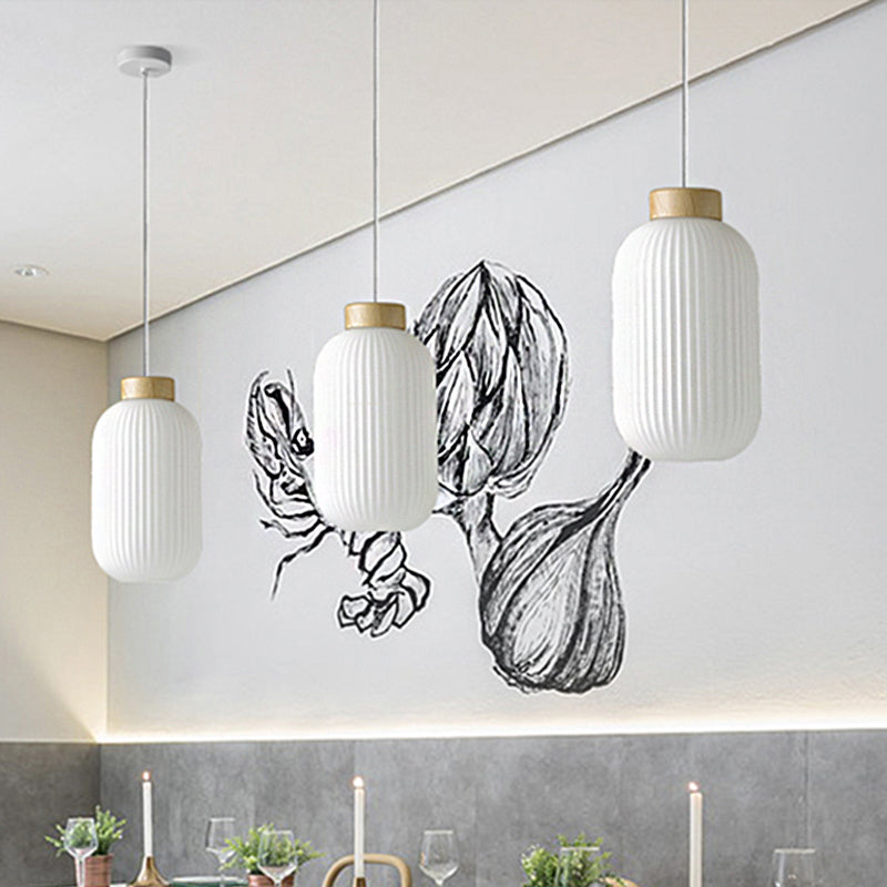 Asian 1 Light Pendant Lamp with Paper Shade White Capsule/Drum Ceiling Pendant for Corridor, 5.5"/8"/12" Wide Clearhalo 'Ceiling Lights' 'Modern Pendants' 'Modern' 'Pendant Lights' 'Pendants' Lighting' 241106