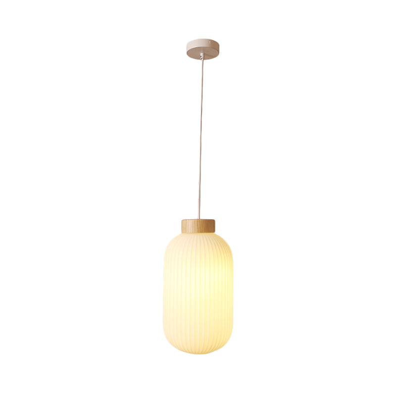 Asian 1 Light Pendant Lamp with Paper Shade White Capsule/Drum Ceiling Pendant for Corridor, 5.5"/8"/12" Wide Clearhalo 'Ceiling Lights' 'Modern Pendants' 'Modern' 'Pendant Lights' 'Pendants' Lighting' 241107