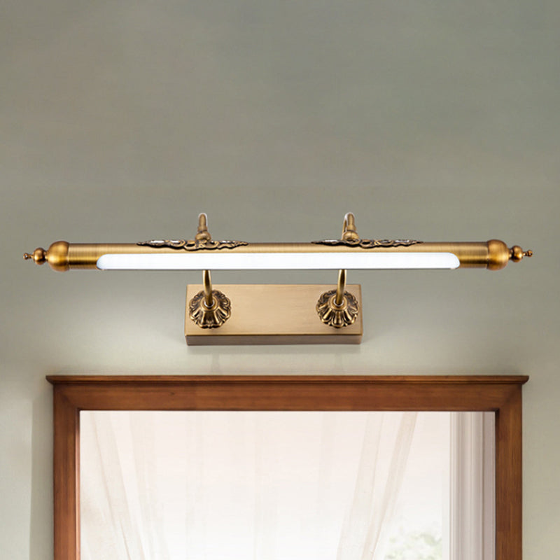 Metallic Linear Vanity Light Modernism Style 18"/21.5" Wide LED Brass Wall Sconce Lighting in Warm/White Lighting for Bathroom Brass Clearhalo 'Cast Iron' 'Glass' 'Industrial' 'Modern wall lights' 'Modern' 'Tiffany' 'Traditional wall lights' 'Wall Lamps & Sconces' 'Wall Lights' Lighting' 241136