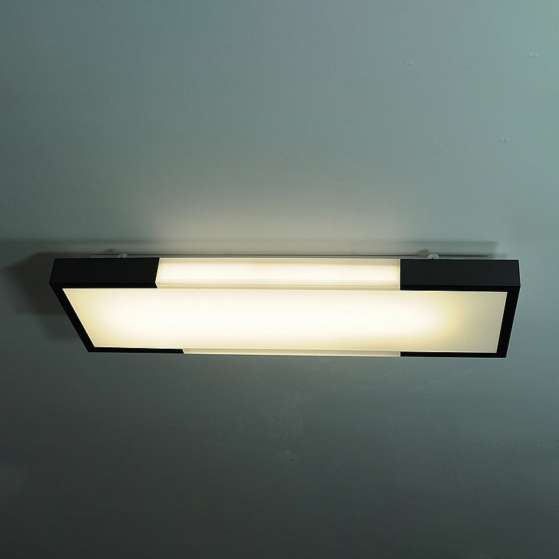 8"/15" Wide Simplicity Rectangular Flush Mount Lamp Metal 24.5"/35.5" Long Led Cloakroom Flush Light Fixture in Black/Silver Clearhalo 'Ceiling Lights' 'Close To Ceiling Lights' 'Close to ceiling' 'Flush mount' Lighting' 241148