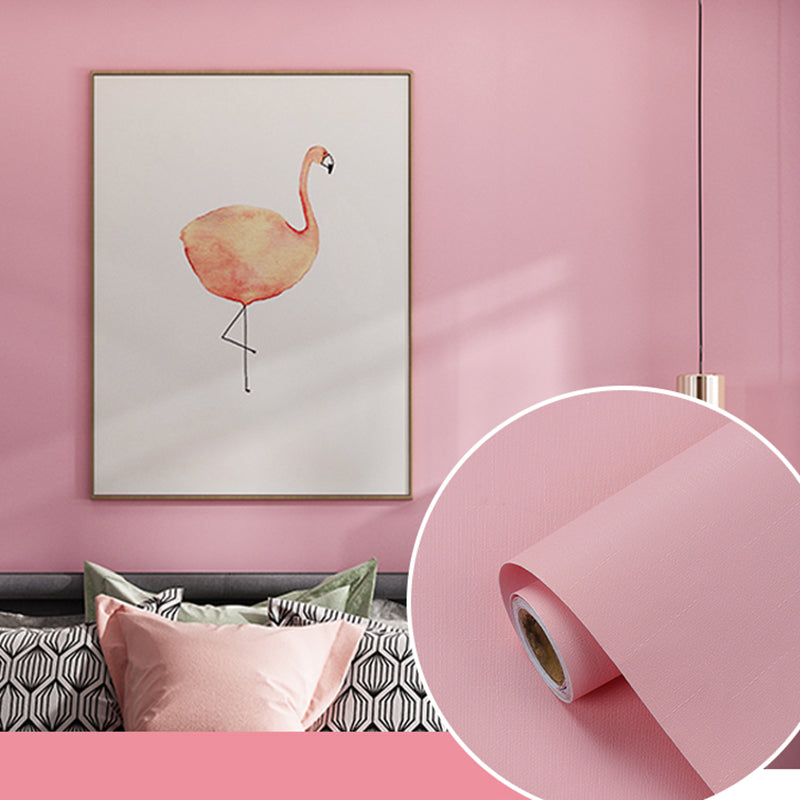 Self-Adhesive Solid Color Wallpaper Roll Minimalist PVC Wall Covering, 19.4-sq ft Peach Wallpaper Roll Clearhalo 'Modern wall decor' 'Modern' 'Wallpaper' Wall Decor' 2411773