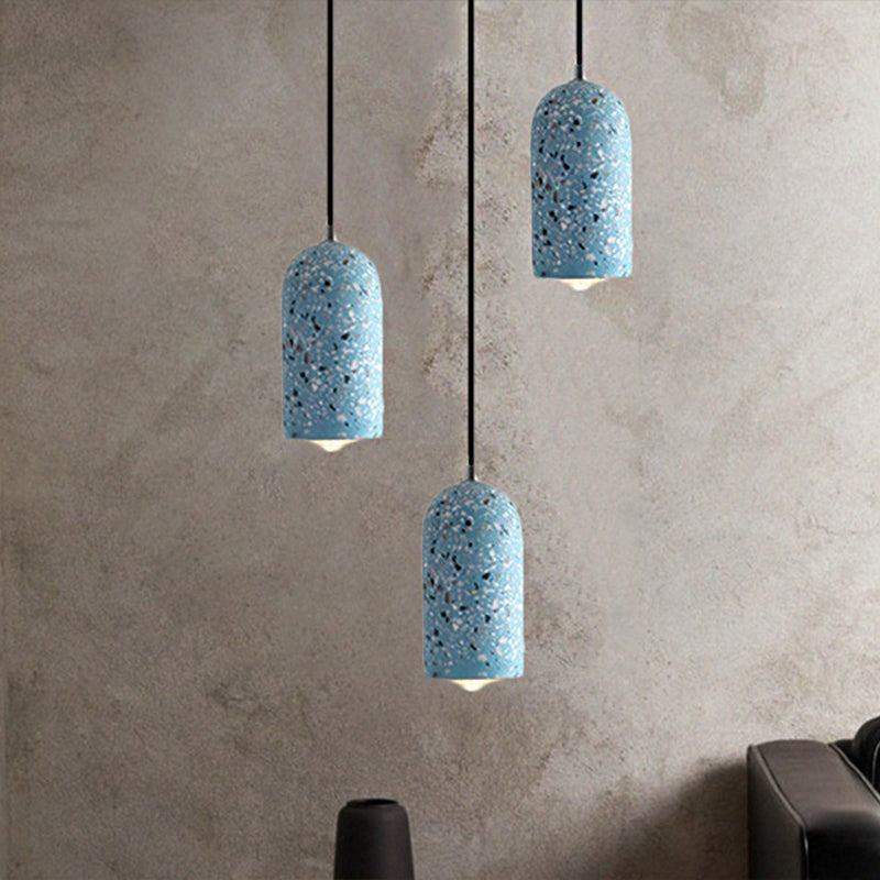 Designer Cylinder Pendant Light Fixture Cement 1 Light Dining Room Hanging Lamp in White/Red/Blue Clearhalo 'Ceiling Lights' 'Modern Pendants' 'Modern' 'Pendant Lights' 'Pendants' Lighting' 241182